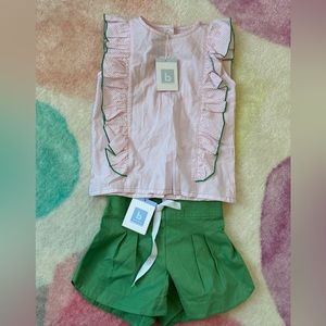 NWT size 7 Bella Bliss shorts set in pink and green